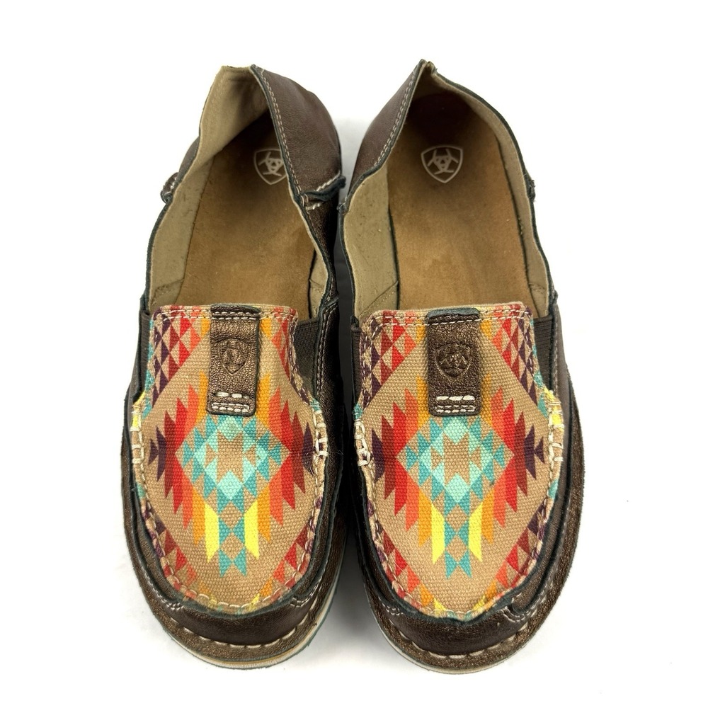 Ariat Cruiser Rainbow Shoes 8 Brown Canvas  Colorful‎ Southwest Moccasin Womens